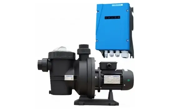 Lorentz solcellspumppaket PS2-600 svart poolpump med blå kontrollpanel